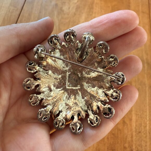 Rainbow Faux Rhinestone & Silver-Toned 3-Dimensional Brooch Pin - Picture 6 of 8